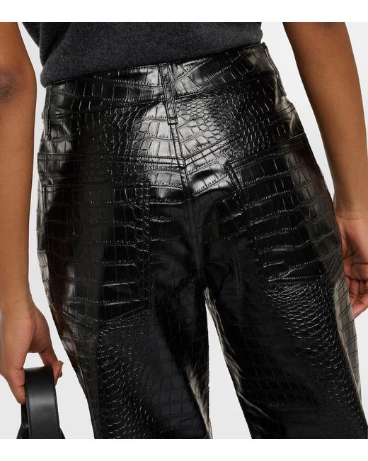 Pantaloni Bonnie in similpelle stampata di Frankie Shop in Black
