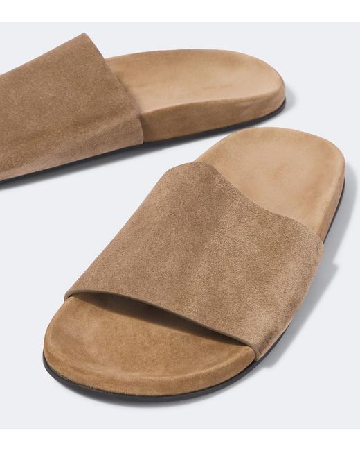 The Row White Hugh Suede Slides for men