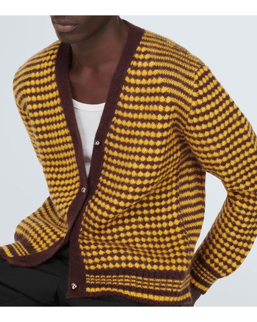 Wales Bonner Yellow Unity Striped Mohair-blend Cardigan for men