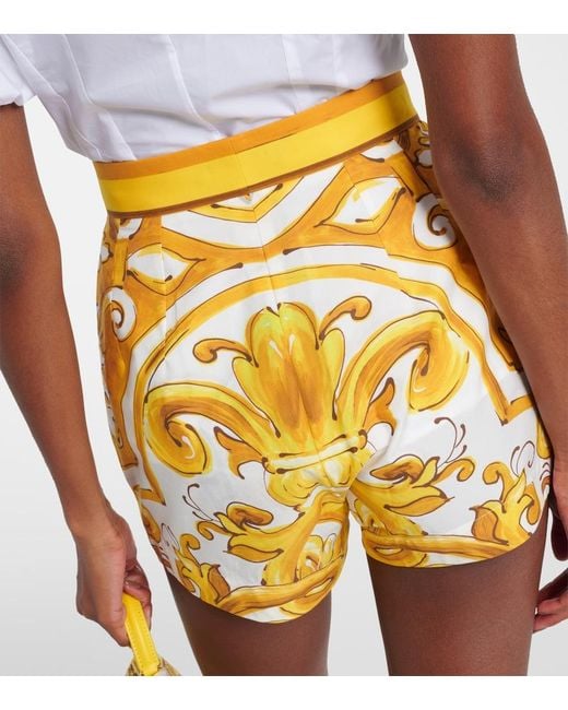 Dolce & Gabbana White Shorts With Majolica Print