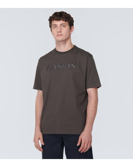 Lanvin Green Logo Cotton Jersey T-shirt for men