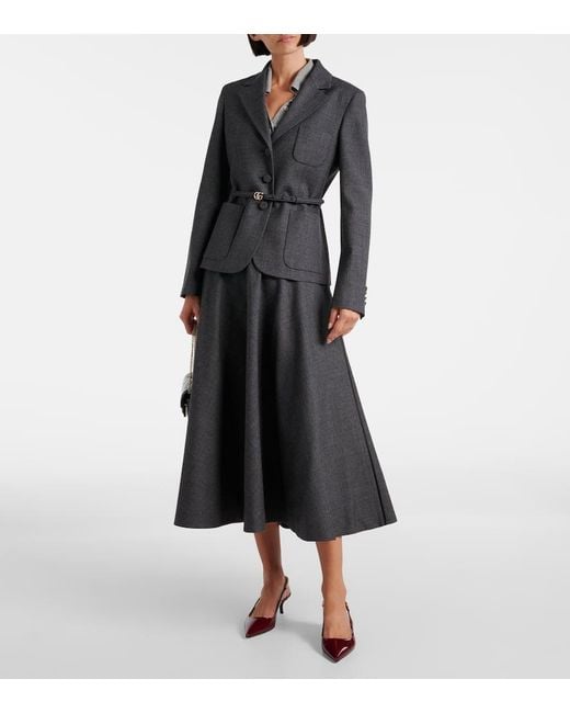 Gucci Black Einreihiger Blazer Aus Grisaille-Wolle, Grösse