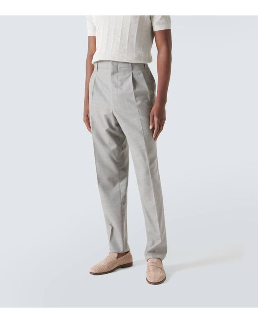 Pantalones tapered de lana virgen Brunello Cucinelli de hombre de color Gray