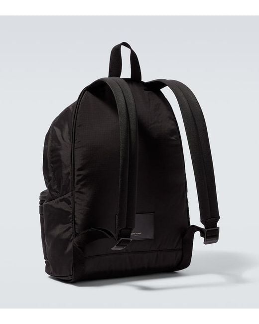 Saint Laurent Black City Leather-Trimmed Ripstop Backpack for men