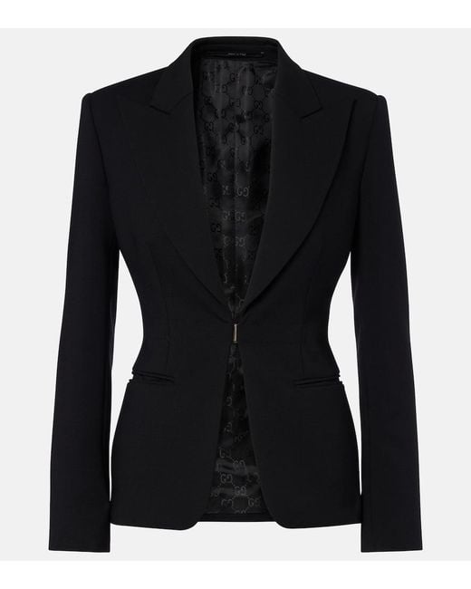 Gucci Black Wool-Blend Blazer