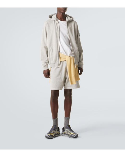 Stone Island Gray Compass Cotton Fleece Shorts for men