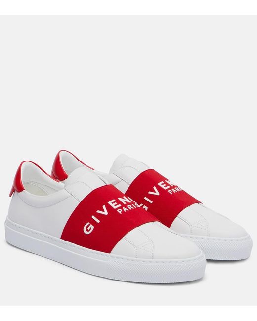Givenchy Red Urban Street Logo Leather Slip-On Sneakers