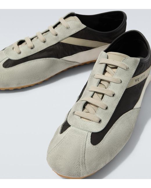 McQueen White Boxe Suede-Trimmed Sneakers for men
