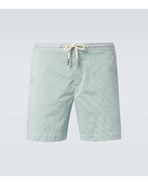 Orlebar Brown Blue Bulldog Drawcord Striped Swim Trunks for men
