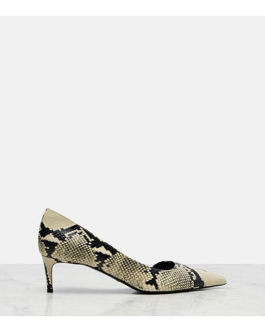 Khaite Black Jett D'Orsay 45 Snake-Effect Leather Pumps