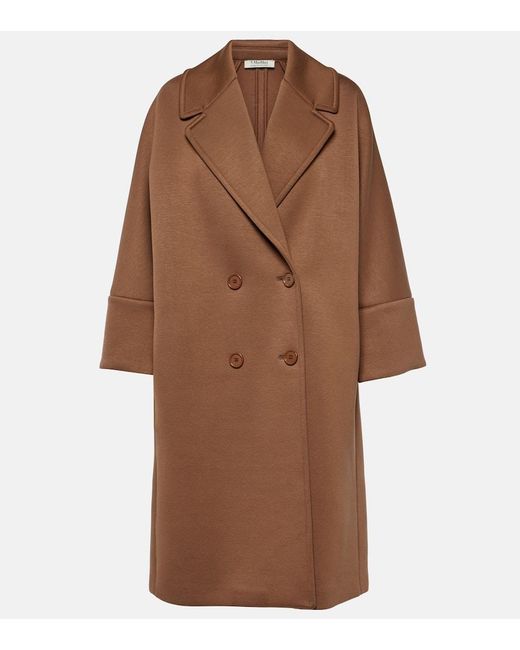 Max Mara Brown Epopea Double-breasted Jersey Coat