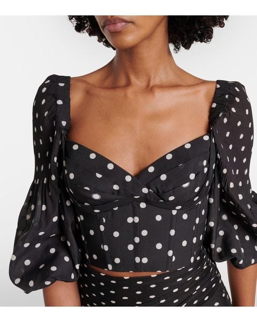 Zimmermann Black Polka-Dot Crop Top