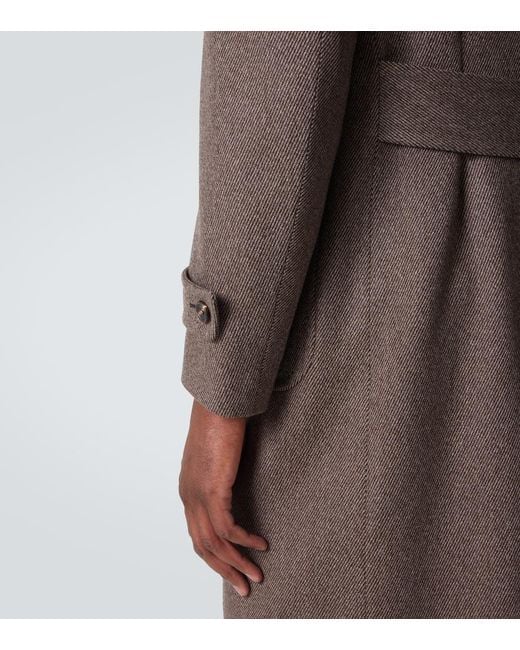 Thom Sweeney Brown Double-Breasted Wool Overcoat for men