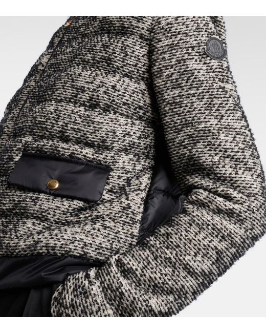 Moncler Gray Down-Paneled Wool-Blend Jacket