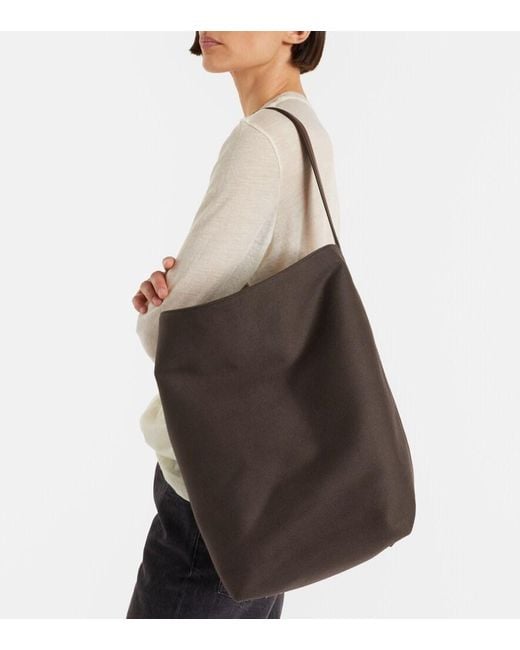 The Row Black Tote Bag N/S Park Large Aus Canvas Und Leder
