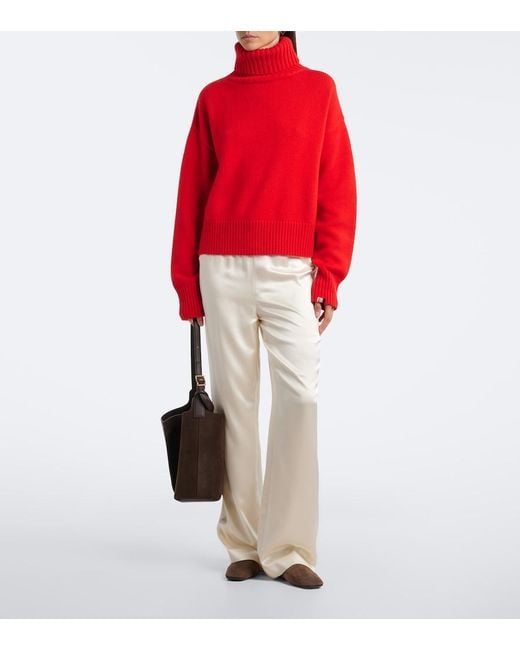 Extreme Cashmere Red N°434 Crop Xtra Cashmere Turtleneck Sweater