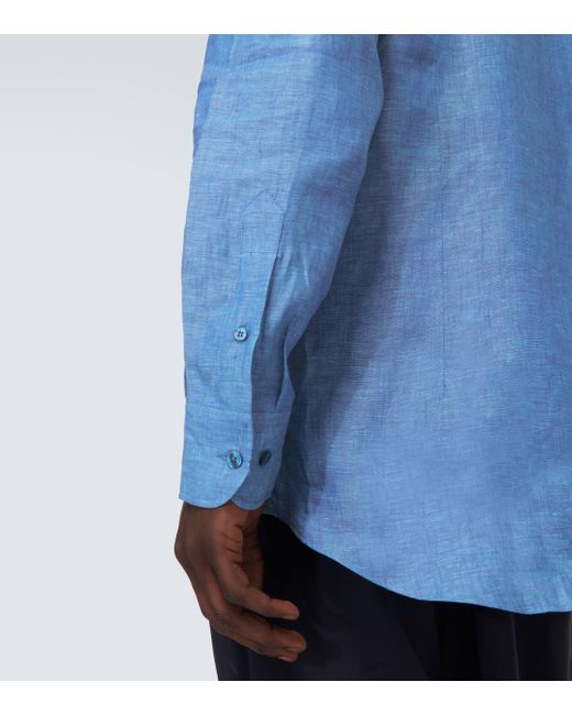 Etro Blue Linen Shirt for men