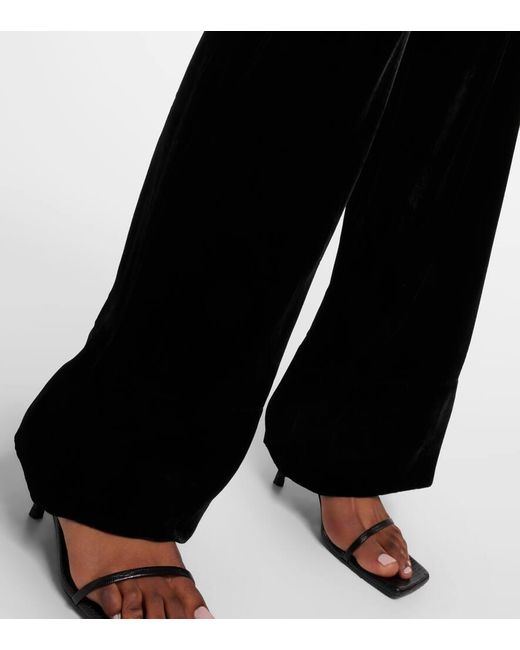 Totême  Black High-rise Velvet Wide-leg Pants