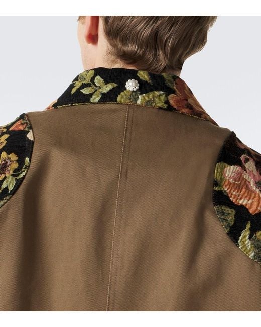 Simone Rocha Green Floral Patchwork Cotton Jacket for men