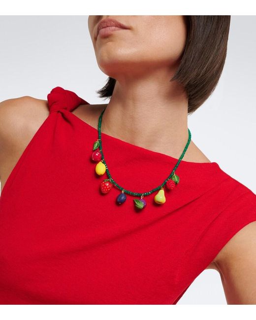 Jennifer Behr Blue Fruita Embellished Charm Necklace