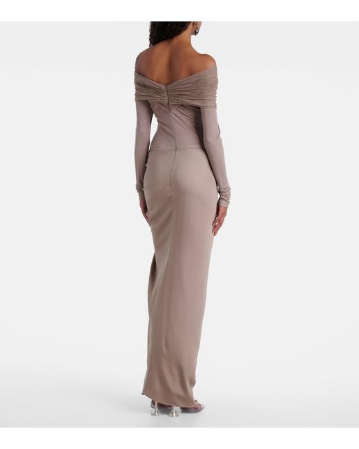 Christopher Esber Natural Sonora Off-Shoulder Jersey Gown