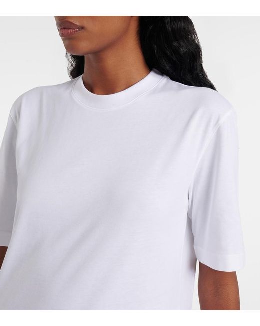 Alaïa White Peplum Cotton Jersey T-Shirt