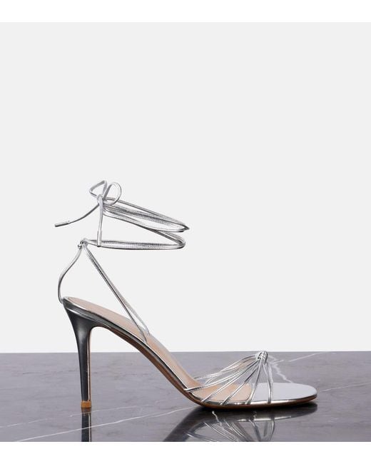 Gianvito Rossi White Gwyneth Metallic Leather Sandals