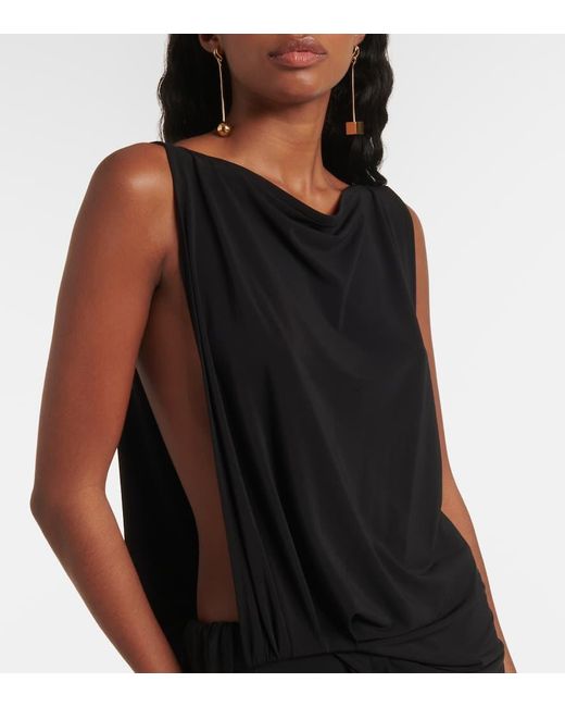 Jacquemus Black Peplo Draped Jersey Maxi Dress