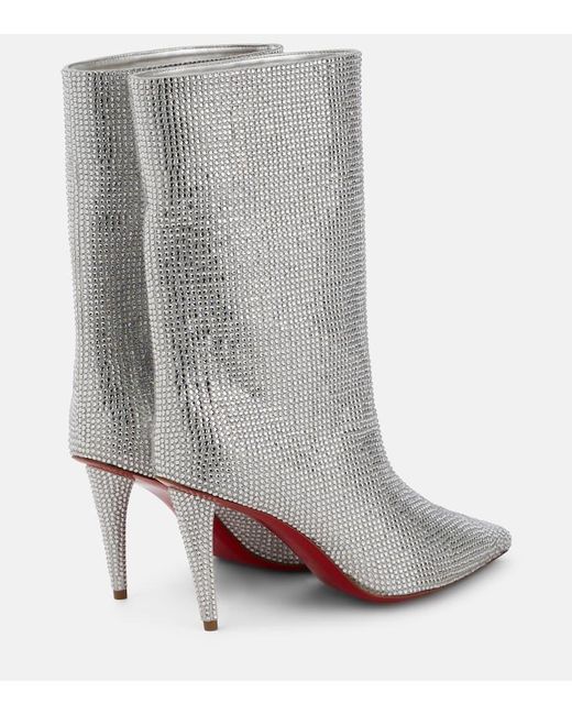 Stivaletti Astrilarge Strass in suede di Christian Louboutin in Gray