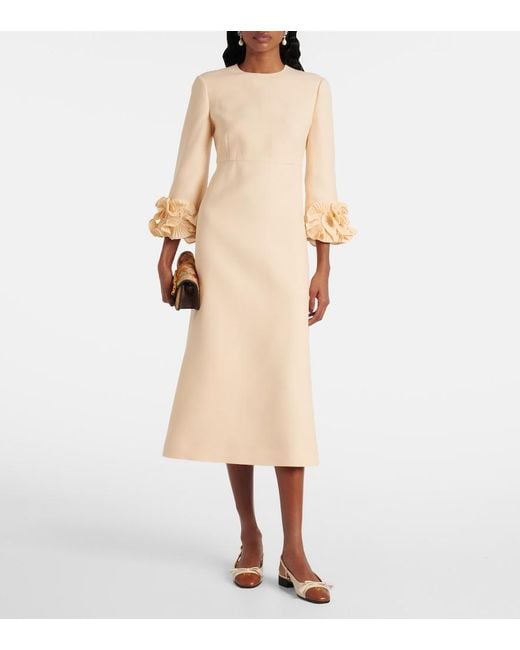 Valentino Natural Ruffled Crepe Couture Midi Dress