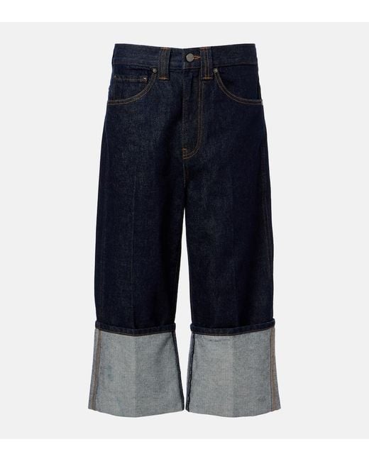 Khaite Blue Boyle Cropped Wide-Leg Jeans