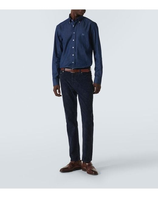 Etro Blue Printed Straight Jeans for men