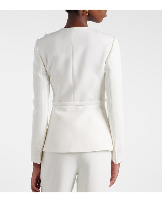 Roland Mouret White Floral-Applique Crepe Jacket
