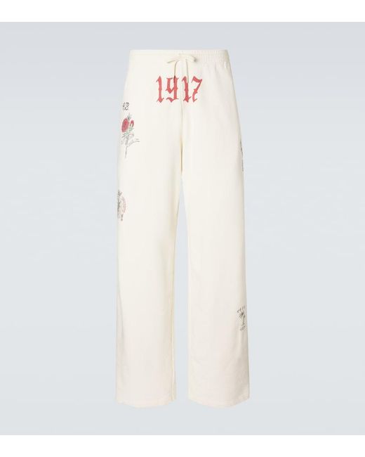 Balenciaga Natural Printed Cotton Fleece Sweatpants for men