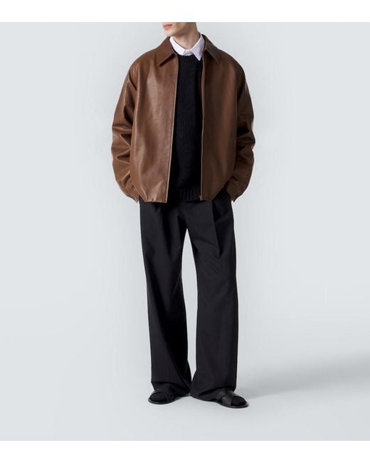 The Row Brown Mount Leather Jacket for men