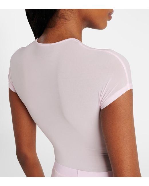 Wardrobe NYC Pink Sheer Technical Bodysuit