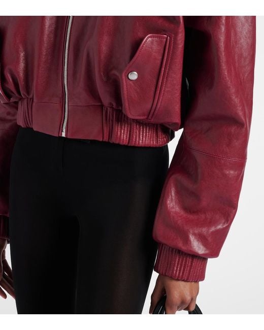 Magda Butrym Red Cropped Leather Jacket