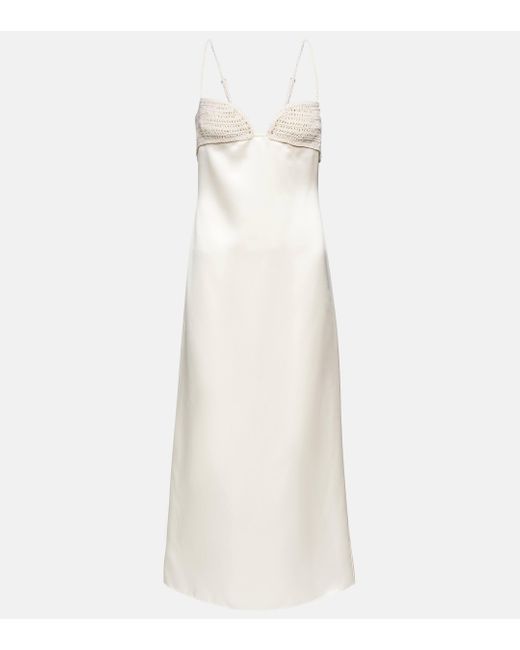 Magda Butrym White Bridal Silk And Wool Midi Dress