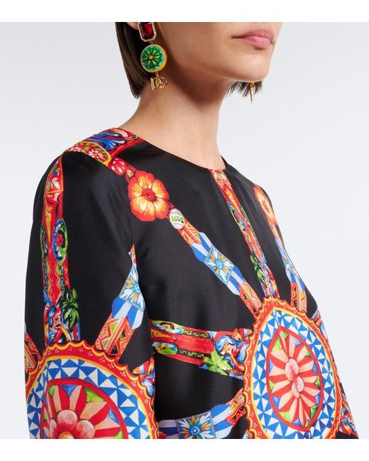 Dolce & Gabbana Red Carretto Silk Twill Kaftan
