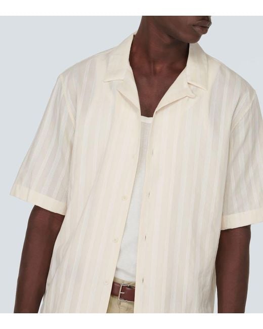 Camisa bowling de algodon a rayas Sunspel de hombre de color White