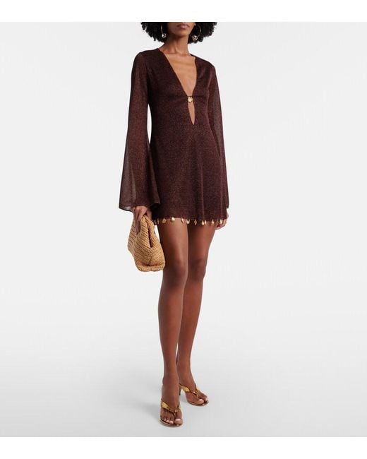 Oseree Brown Lumiere Embellished Beach Dress