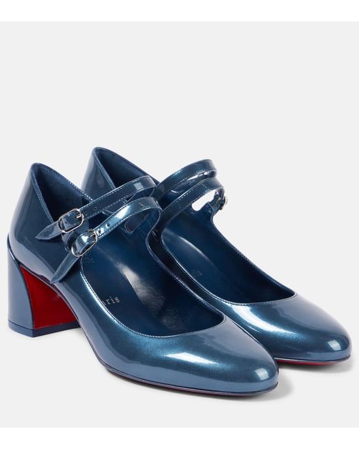 Christian Louboutin Blue Miss Jane Patent Leather Mary Jane Pumps