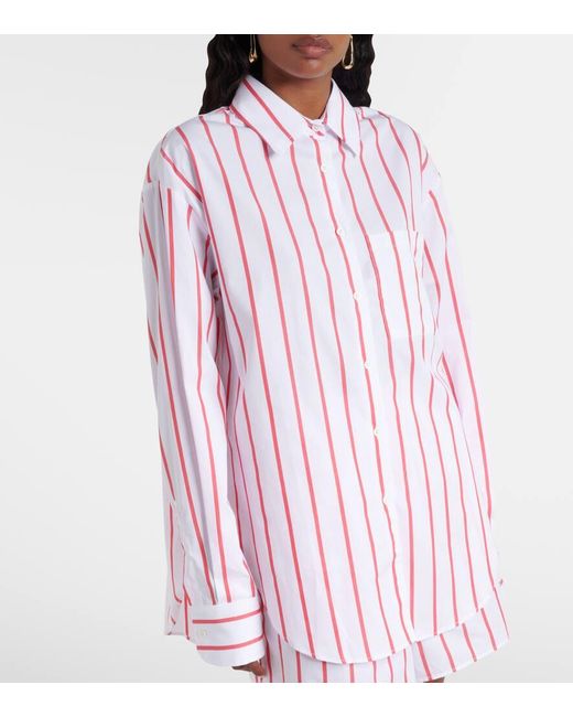 Frankie Shop Red Lui Striped Cotton Poplin Shirt