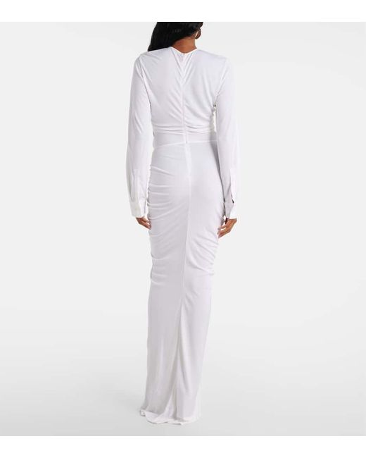 Christopher Esber White Embellished Gathered Jersey Gown