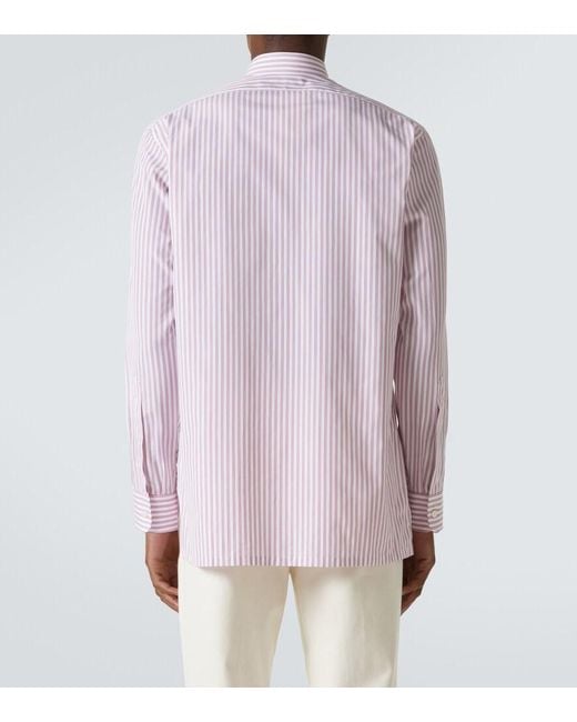 Charvet Pink Striped Cotton Poplin Shirt for men