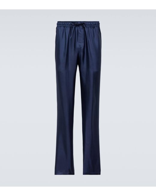 Dolce & Gabbana Blue Silk Pajama Pants for men