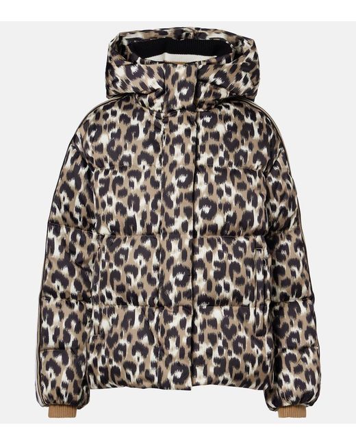 Fusalp Black Ada Leopard-Print Down Ski Jacket