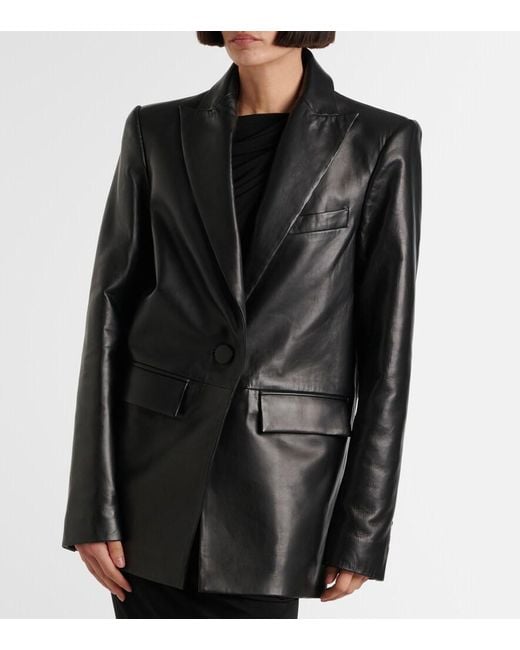 Alex Perry Black Oversized Leather Blazer