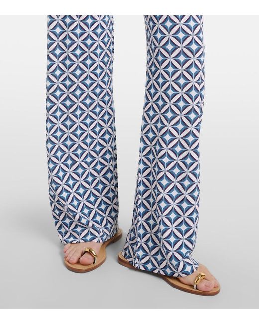 Max Mara Blue Abate Printed Wide-Leg Pants