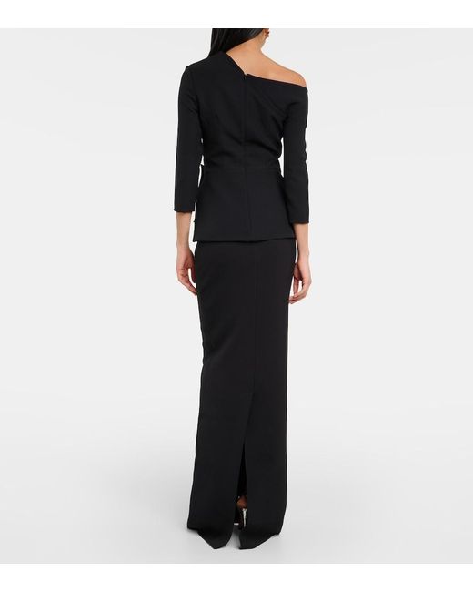 Safiyaa Black Juah Sequined Asymmetric Crepe Top